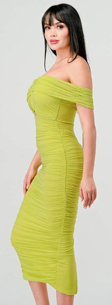 Off Shoulder V Dress 73634 - Craze Fashion