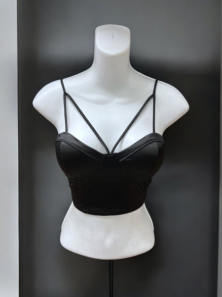 Cropped Satin Bustier Top 17375 - Craze Fashion