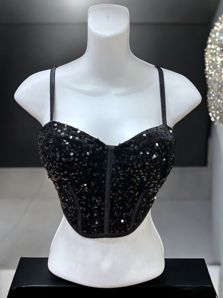 ○○○bustier Sequin Corset Bustier Top 11829 - Craze Fashion