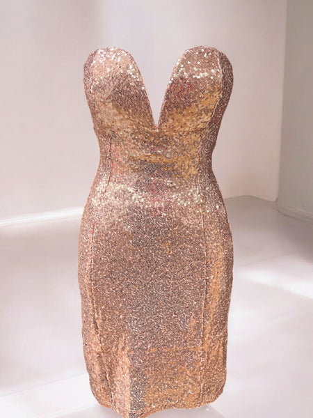 gold sequin tube dress Sequin Tube Top Dress 21164 Rose gold / Small