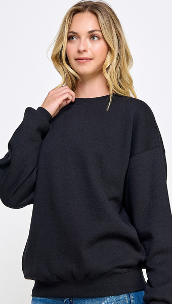 Oversized Crew Neck Fleece Pullover Reflex T080 - Craze Fashion
