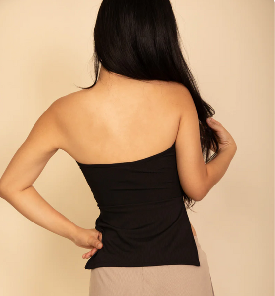 Strapless Ribbed Side-Slit Top 5603 - Craze Fashion