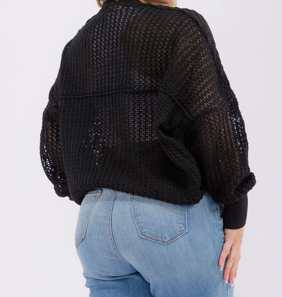 Open Front Knit Cardigan Plus 15068 - Craze Fashion