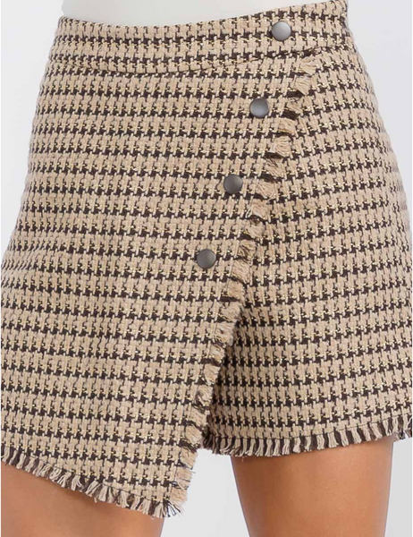 Surplice Tweed Mini Skort 5490 - Craze Fashion Surplice Tweed Mini Skort 5490 - Craze Fashion