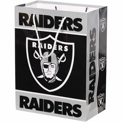 Las Vegas Raiders Official 13 X 10 Inch Glossy Gift Bag W/ White Gift Paper!