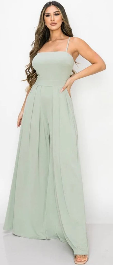 Wide Leg Pleated Jumpsuit 10340 ( FINAL SALE )