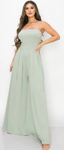 Wide Leg Pleated Jumpsuit 10340 ( FINAL SALE )