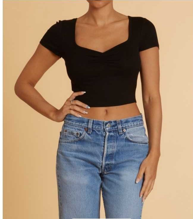 Sweetheart Neckline S/S Crop Top Bozzolo 18992