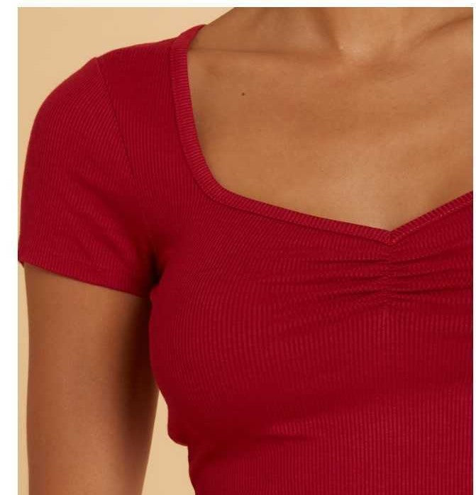 Sweetheart Neckline S/S Crop Top Bozzolo 18992