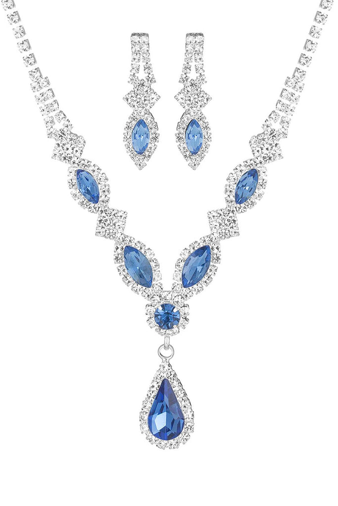Rhinestone Marquise Pear Shape Necklace Set