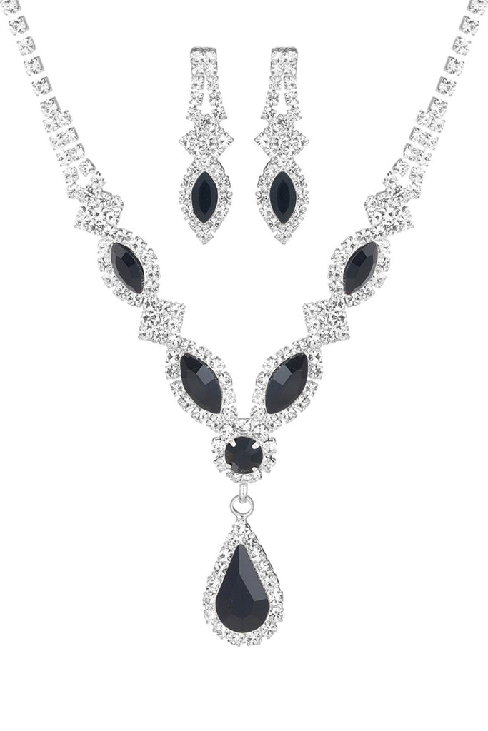 Rhinestone Marquise Pear Shape Necklace Set