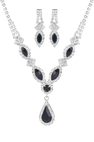 Rhinestone Marquise Pear Shape Necklace Set