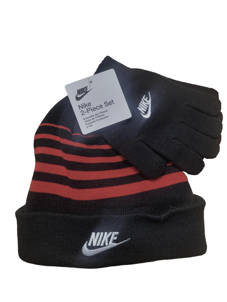 NIKE Youth Beanie & Gloves Striped