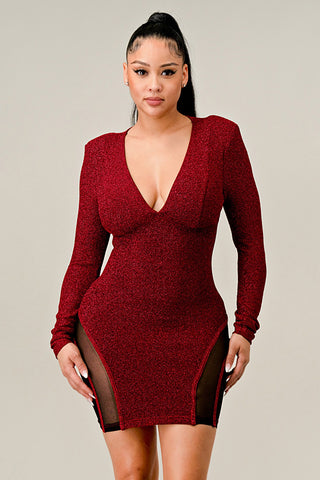 Metallic Shimmer Midi Dress 7052