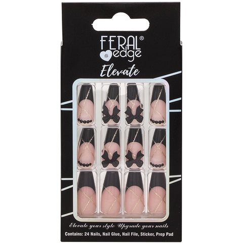 Feral Edge Black French Tip Nail Press Ons