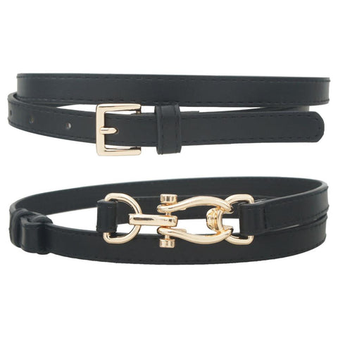 Double Duty Square Buckle Skinny Belt Duo