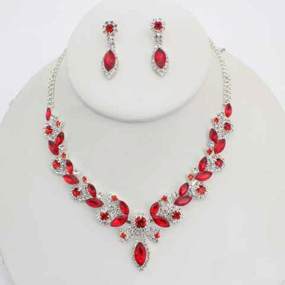Marquise Teardrop Rhinestone Necklace & Earring Set