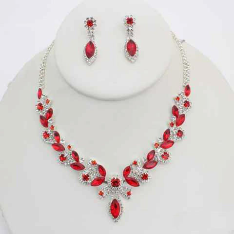 Marquise Teardrop Rhinestone Necklace & Earring Set
