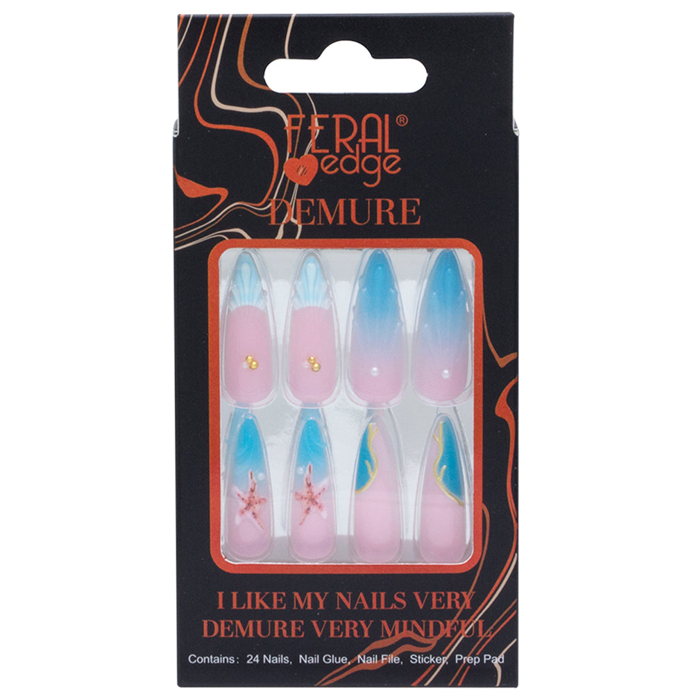 Feral Edge Demure Blue Ombre Nail Press Ons