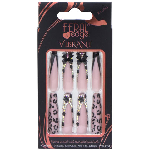 Feral Edge Nail Press Ons Cheetah French Tip