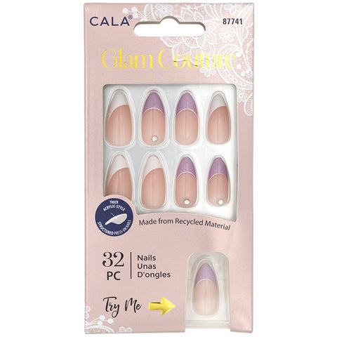 Cala Glam Couture Purple & White Press Ons