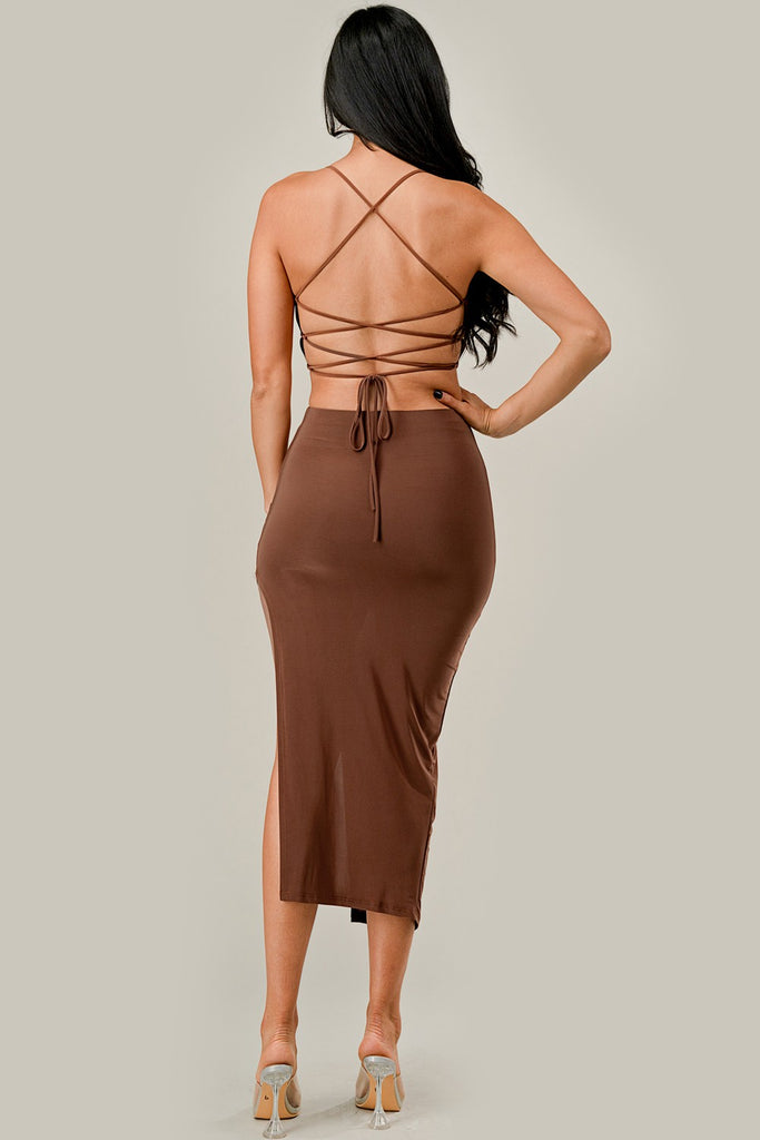 Ruched Crop Top Set 17259