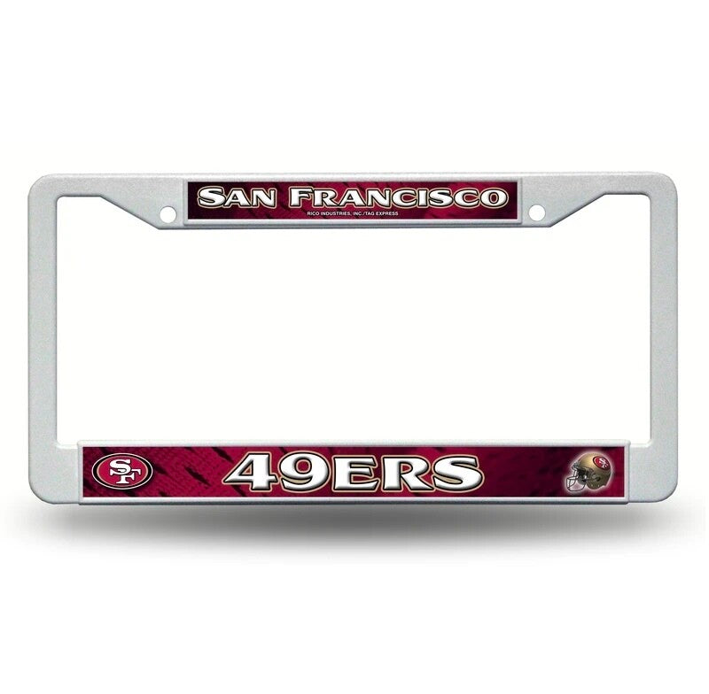 SF 49ers White Plastic License Frame