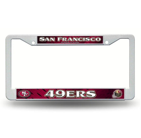SF 49ers White Plastic License Frame