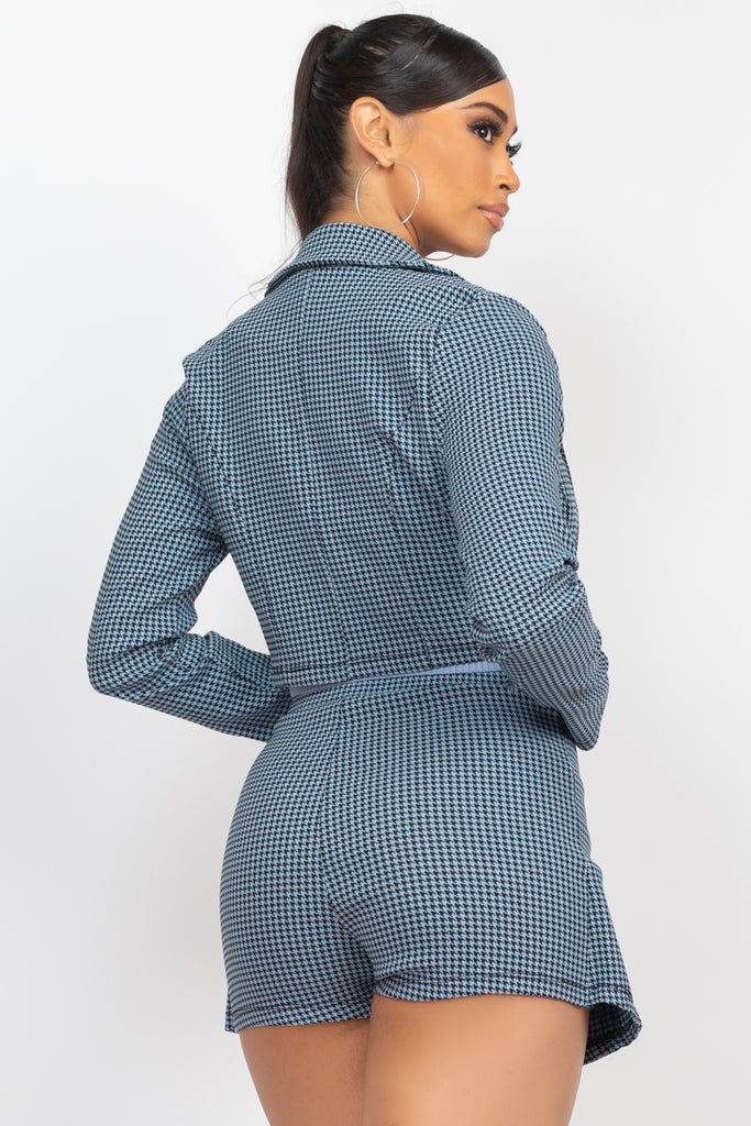 Plaid Crop Blazer & Skort Set 03236