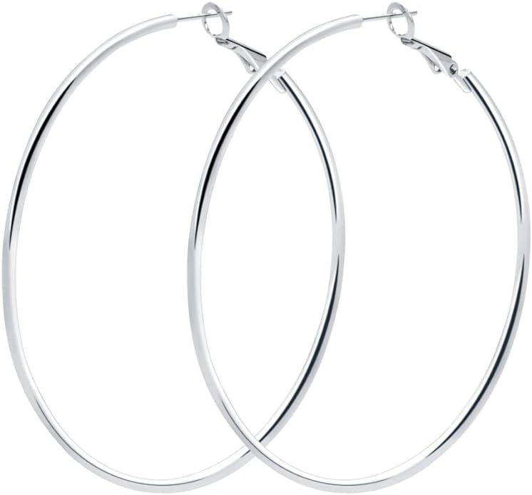Solid 4 Pair Hoop Earrings 2.6"