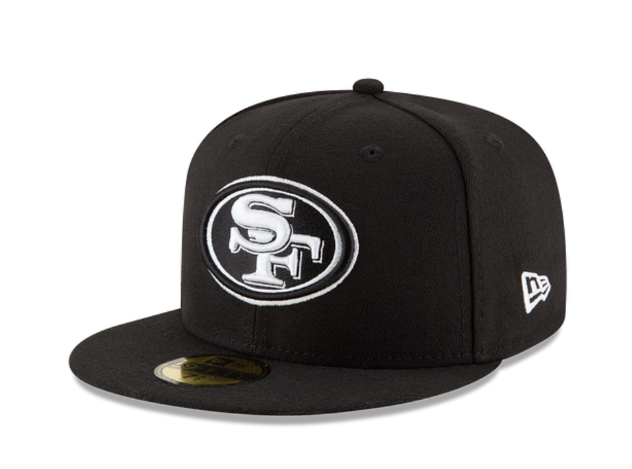 SF 49ers Black White Basic Fitted Cap