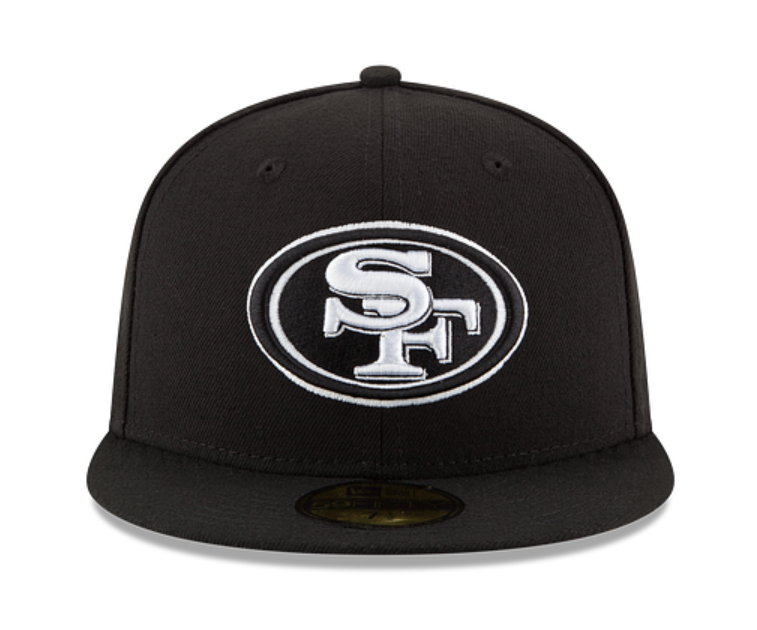 SF 49ers Black White Basic Fitted Cap