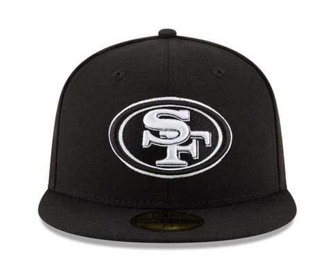 SF 49ers Black White Basic Fitted Cap
