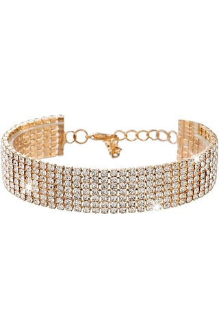 12 Line Rhinestone Choker