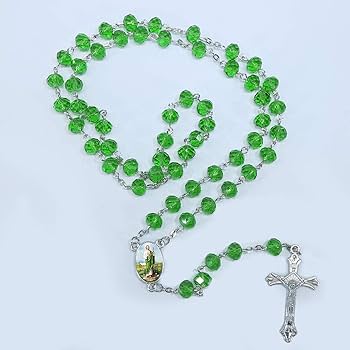 San Judas Crystal Green Rosary