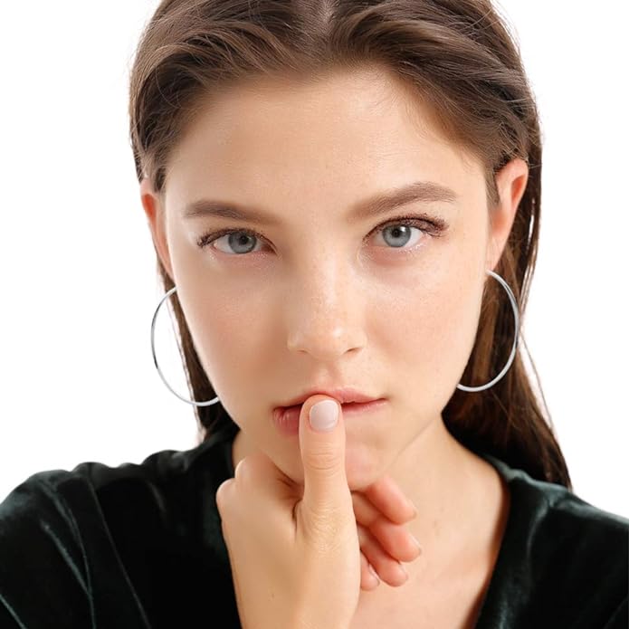 Solid 4 Pair Hoop Earrings 2.6"