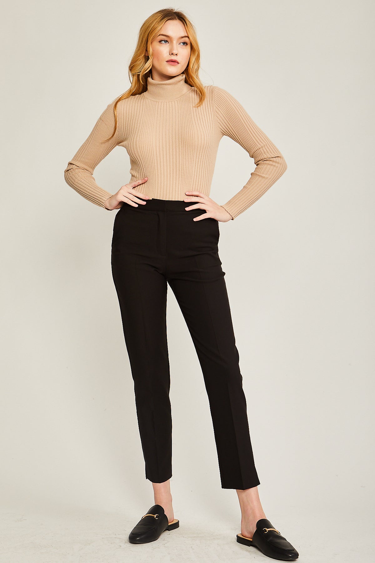 Solid stretch ankle pant