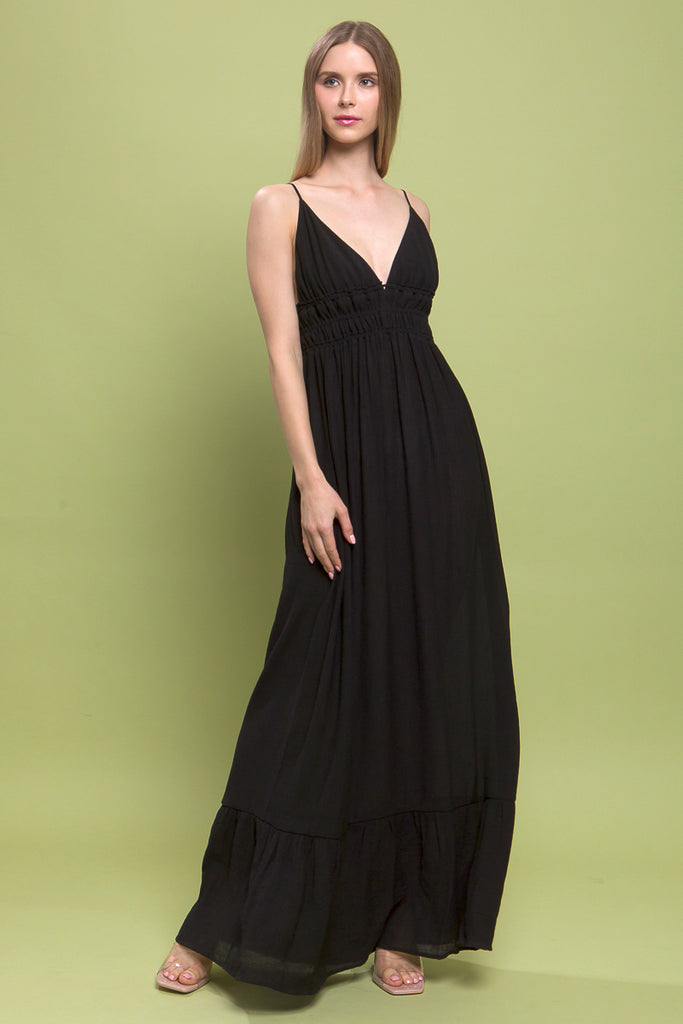 Woven V-Neck Maxi Dress Love Tree 4742