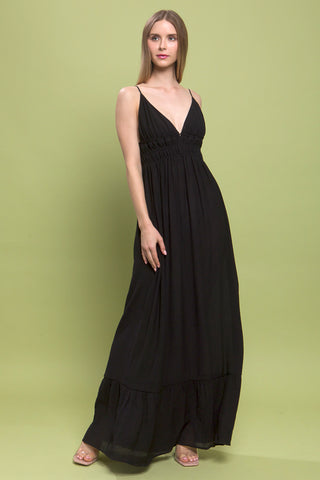 Woven V-Neck Maxi Dress Love Tree 4742