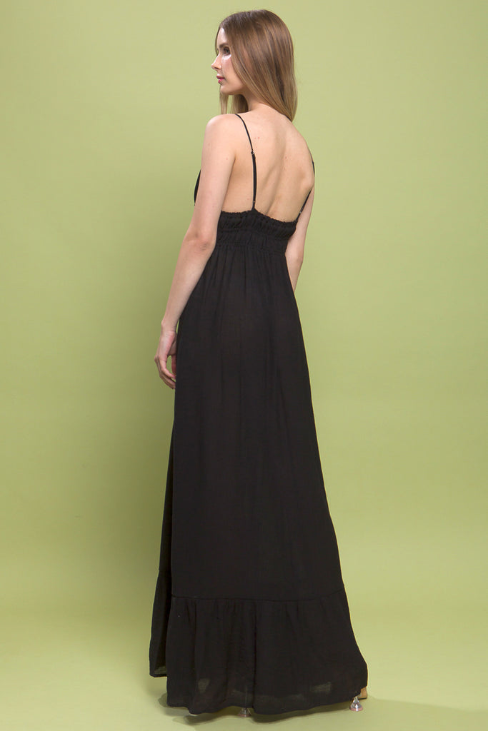 Woven V-Neck Maxi Dress Love Tree 4742