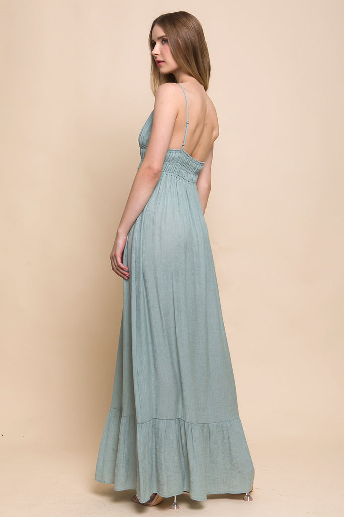 Woven V-Neck Maxi Dress Love Tree 4742