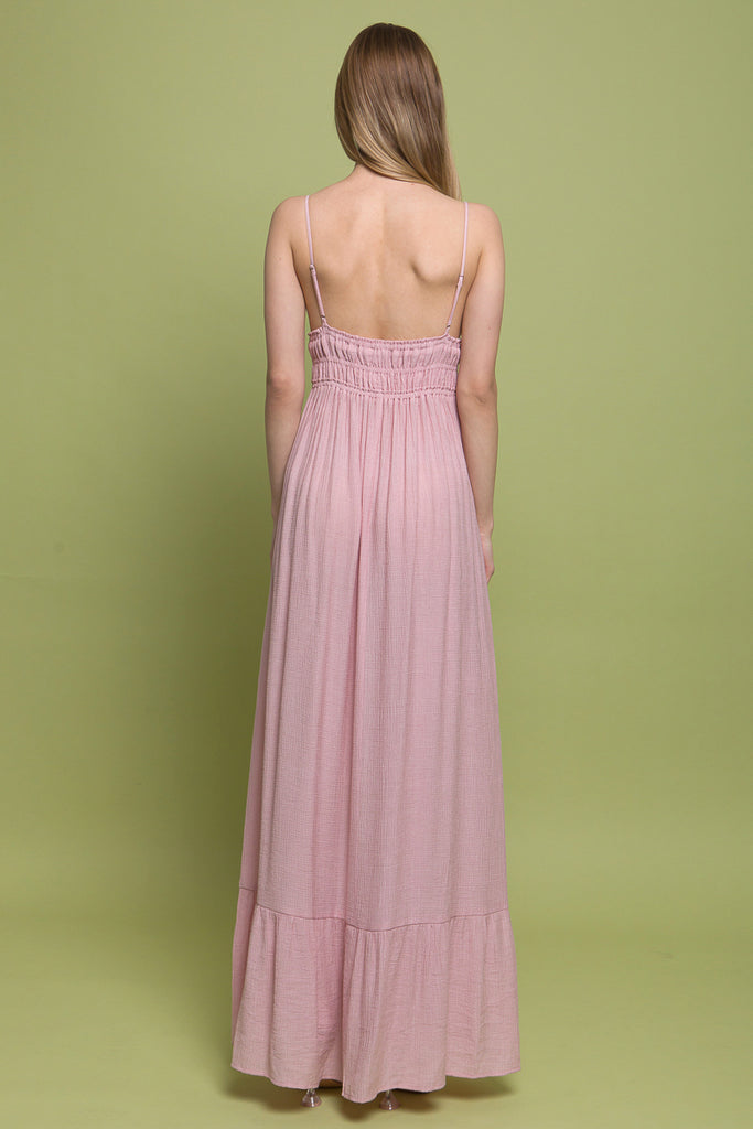 Woven V-Neck Maxi Dress Love Tree 4742