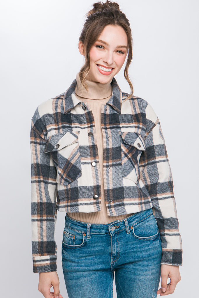 Plaid Button Down Jacket 80114