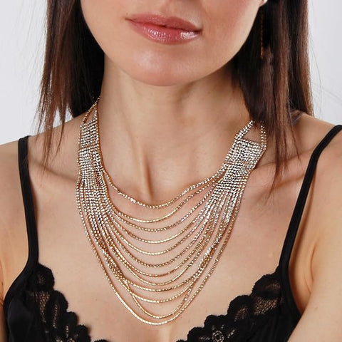 12 Line Rhinestone Necklace