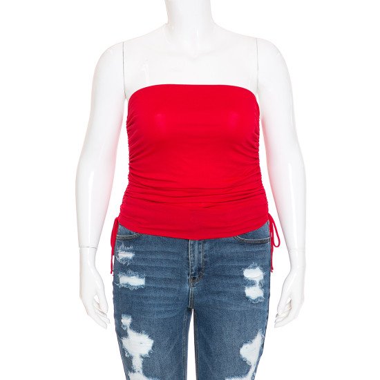 Ruched Side Tube Top Plus Ambiance 73281