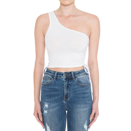 One Shoulder Asymmetric Side Tank Top 73461