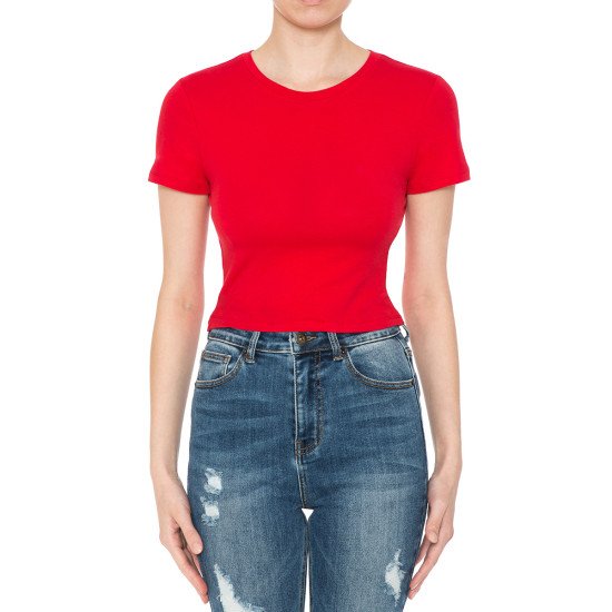 Crew Neck Short Sleeve Crop Top Ambiance 73557