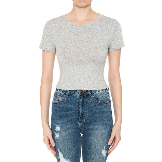 Crew Neck Short Sleeve Crop Top Ambiance 73557