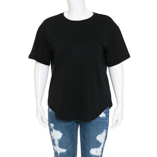 Cuffed Short Sleeve Oversized Top Plus 73581