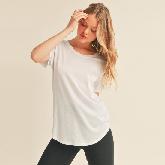 Oversized Round Neck Short Sleeve Top 74013